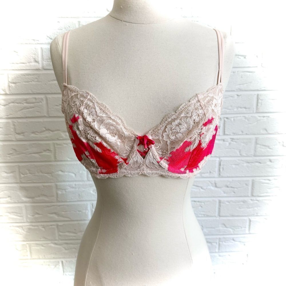 Victoria’s Secret Unlined Demi Pink Lace Bra Size 34D